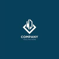 Initial WJ logo square rhombus with lines, modern and elegant logo design vector