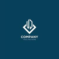 Initial VJ logo square rhombus with lines, modern and elegant logo design vector