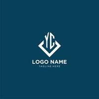 Initial YC logo square rhombus with lines, modern and elegant logo design vector