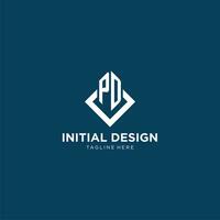 inicial pd logo cuadrado rombo con líneas, moderno y elegante logo diseño vector