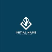 Initial SR logo square rhombus with lines, modern and elegant logo design vector