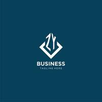 Initial ZY logo square rhombus with lines, modern and elegant logo design vector