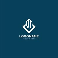 Initial QT logo square rhombus with lines, modern and elegant logo design vector