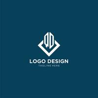 Initial QO logo square rhombus with lines, modern and elegant logo design vector