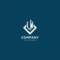 Initial LW logo square rhombus with lines, modern and elegant logo design vector