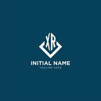 Initial XR logo square rhombus with lines, modern and elegant logo design vector