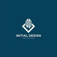 inicial qd logo cuadrado rombo con líneas, moderno y elegante logo diseño vector