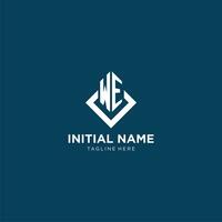 Initial WE logo square rhombus with lines, modern and elegant logo design vector