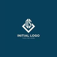 inicial os logo cuadrado rombo con líneas, moderno y elegante logo diseño vector