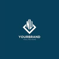Initial NU logo square rhombus with lines, modern and elegant logo design vector