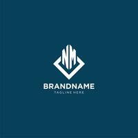 Initial NM logo square rhombus with lines, modern and elegant logo design vector