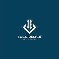 Initial QB logo square rhombus with lines, modern and elegant logo design vector