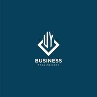 Initial UY logo square rhombus with lines, modern and elegant logo design vector