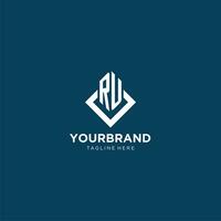 Initial RU logo square rhombus with lines, modern and elegant logo design vector