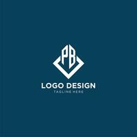 inicial pb logo cuadrado rombo con líneas, moderno y elegante logo diseño vector