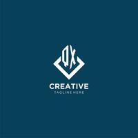 Initial QX logo square rhombus with lines, modern and elegant logo design vector