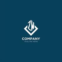Initial ZW logo square rhombus with lines, modern and elegant logo design vector
