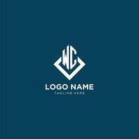 Initial WC logo square rhombus with lines, modern and elegant logo design vector