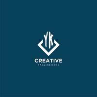 Initial YK logo square rhombus with lines, modern and elegant logo design vector