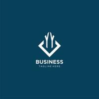 Initial YY logo square rhombus with lines, modern and elegant logo design vector