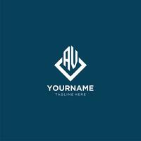 Initial AV logo square rhombus with lines, modern and elegant logo design vector