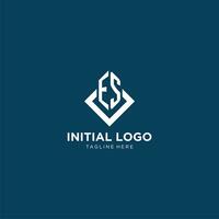 Initial ES logo square rhombus with lines, modern and elegant logo design vector