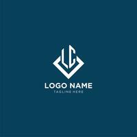 inicial lc logo cuadrado rombo con líneas, moderno y elegante logo diseño vector