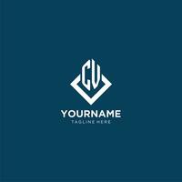 Initial CV logo square rhombus with lines, modern and elegant logo design vector