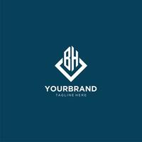 Initial BH logo square rhombus with lines, modern and elegant logo design vector