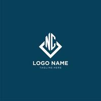 Initial NC logo square rhombus with lines, modern and elegant logo design vector