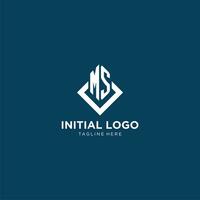 Initial MS logo square rhombus with lines, modern and elegant logo design vector