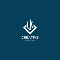 Initial LK logo square rhombus with lines, modern and elegant logo design vector