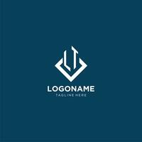 Initial LT logo square rhombus with lines, modern and elegant logo design vector