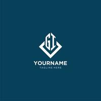 Initial GI logo square rhombus with lines, modern and elegant logo design vector