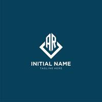 Initial AR logo square rhombus with lines, modern and elegant logo design vector