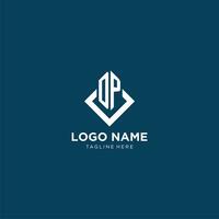 Initial DP logo square rhombus with lines, modern and elegant logo design vector