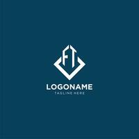 Initial FT logo square rhombus with lines, modern and elegant logo design vector