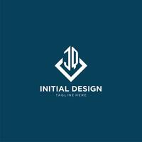 Initial JQ logo square rhombus with lines, modern and elegant logo design vector