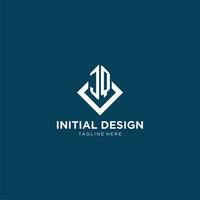 inicial jq logo cuadrado rombo con líneas, moderno y elegante logo diseño vector