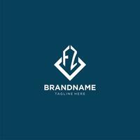 Initial FZ logo square rhombus with lines, modern and elegant logo design vector