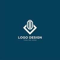 inicial hacer logo cuadrado rombo con líneas, moderno y elegante logo diseño vector