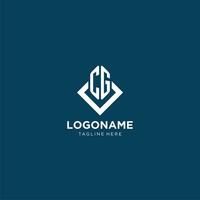 Initial CG logo square rhombus with lines, modern and elegant logo design vector