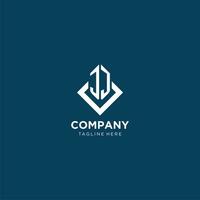 Initial JJ logo square rhombus with lines, modern and elegant logo design vector