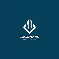 Initial MT logo square rhombus with lines, modern and elegant logo design vector