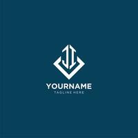 Initial JI logo square rhombus with lines, modern and elegant logo design vector