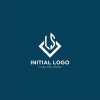 Initial LS logo square rhombus with lines, modern and elegant logo design vector