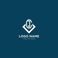 Initial CC logo square rhombus with lines, modern and elegant logo design vector