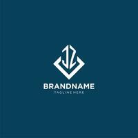 Initial JZ logo square rhombus with lines, modern and elegant logo design vector