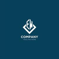 Initial EW logo square rhombus with lines, modern and elegant logo design vector