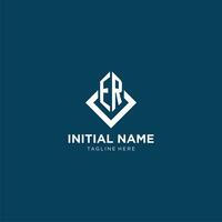 Initial ER logo square rhombus with lines, modern and elegant logo design vector